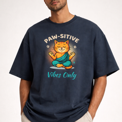Paw-sitive Vibes Oversized Tee | Unisex 100% Cotton