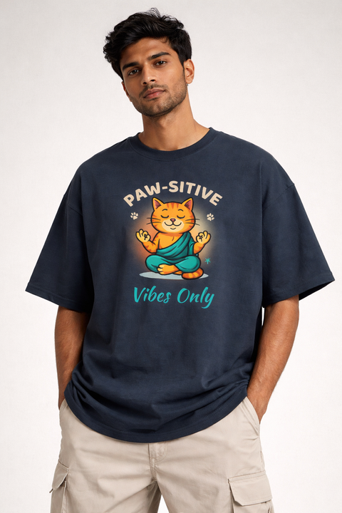 Paw-sitive Vibes Oversized Tee | Unisex 100% Cotton