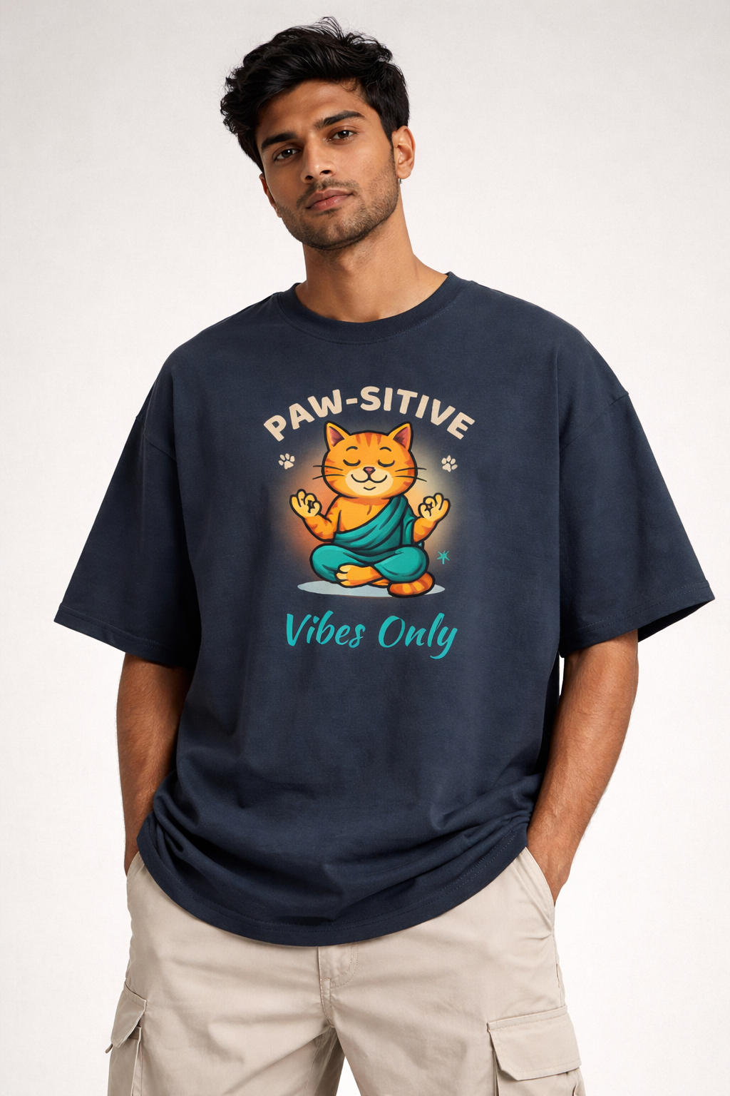 Paw-sitive Vibes Oversized Tee | Unisex 100% Cotton