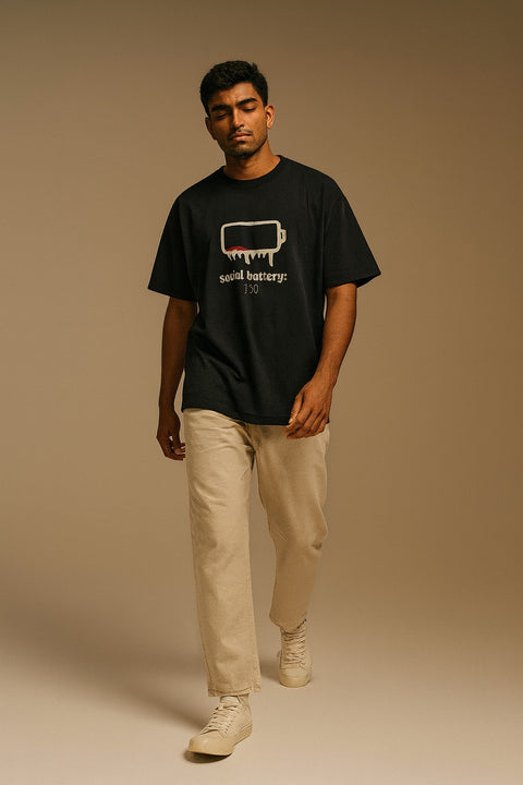 Social Battery 1% Oversized Tee | Unisex 100% Cotton