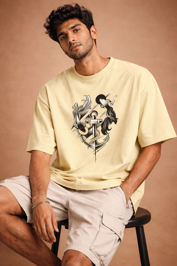 Anchor of Strength Oversized Tee | Abstract Art Edition | Unisex 100% Cotton